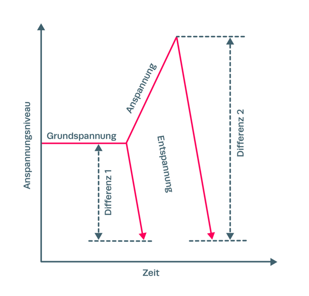 An- und Entspannung während der PMR (Differenz 2).